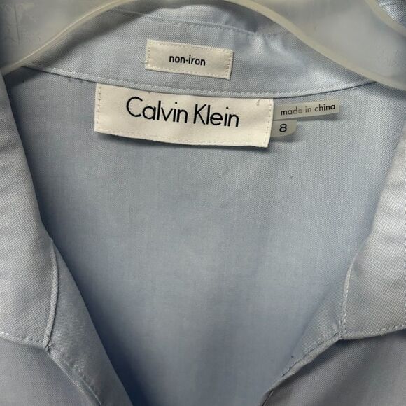 Calvin Klein Non Iron Light Blue Long Sleeve Button Down Dress Shirt Collar - Picture 3 of 5